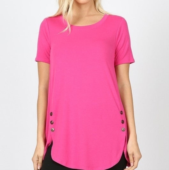 ZENANA Short Sleeve Pink Top Size Small NWT - Picture 1 of 3